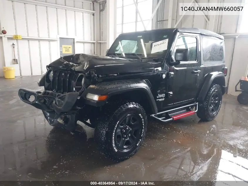 1C4GJXAN4MW660057 2021 Jeep Wrangler Sport 4X4