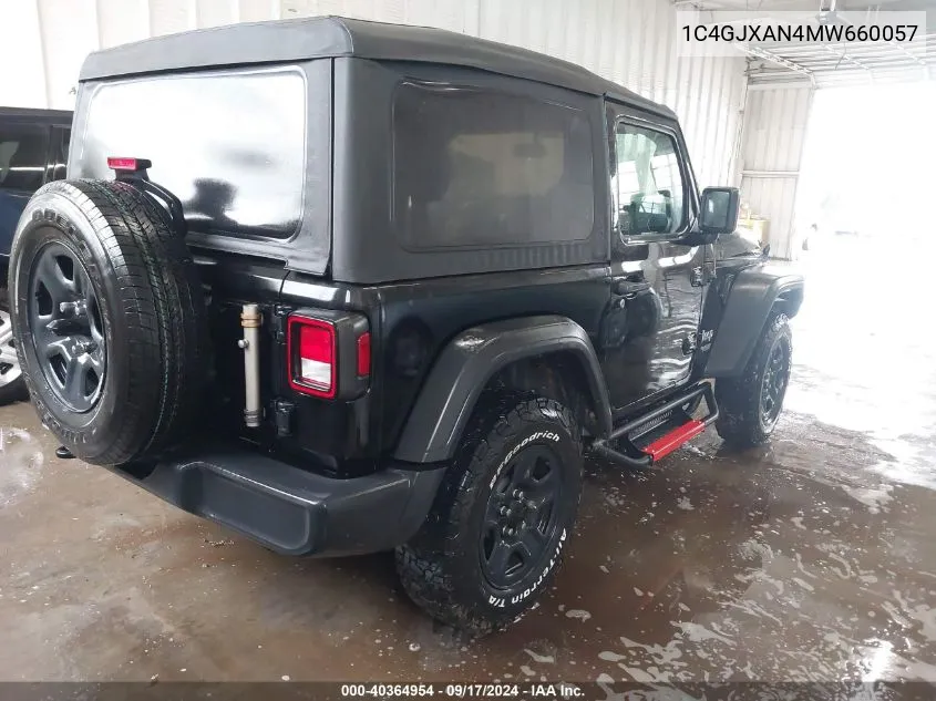 1C4GJXAN4MW660057 2021 Jeep Wrangler Sport 4X4