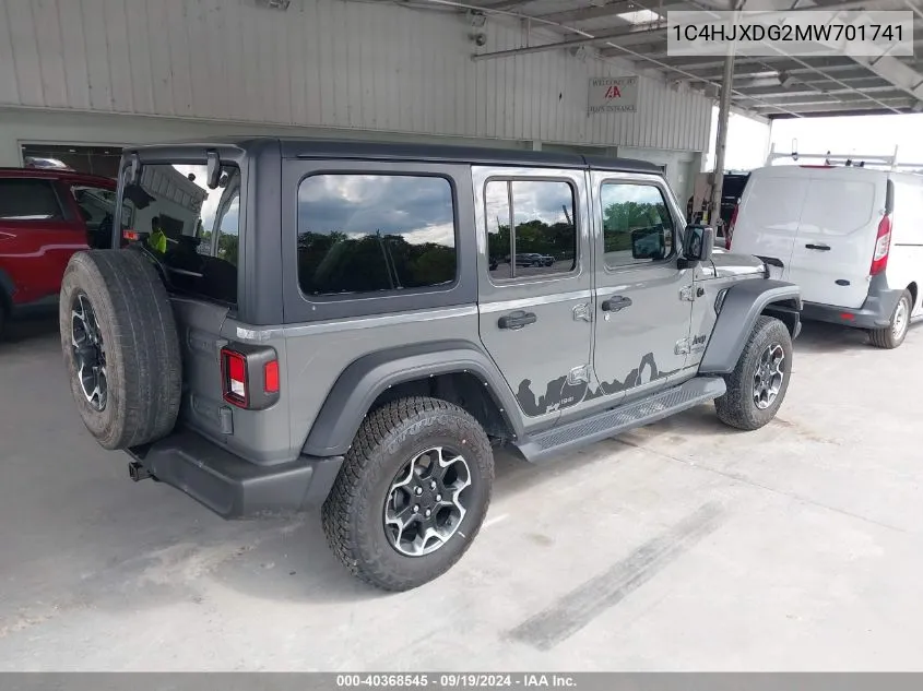 1C4HJXDG2MW701741 2021 Jeep Wrangler Unlimited Sport S 4X4