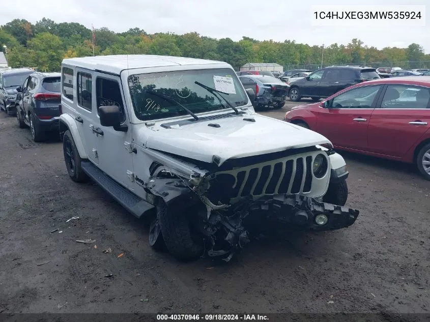 2021 Jeep Wrangler Unlimited Sahara Altitude 4X4 VIN: 1C4HJXEG3MW535924 Lot: 40370946