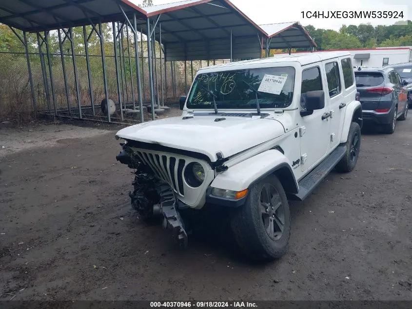 2021 Jeep Wrangler Unlimited Sahara Altitude 4X4 VIN: 1C4HJXEG3MW535924 Lot: 40370946