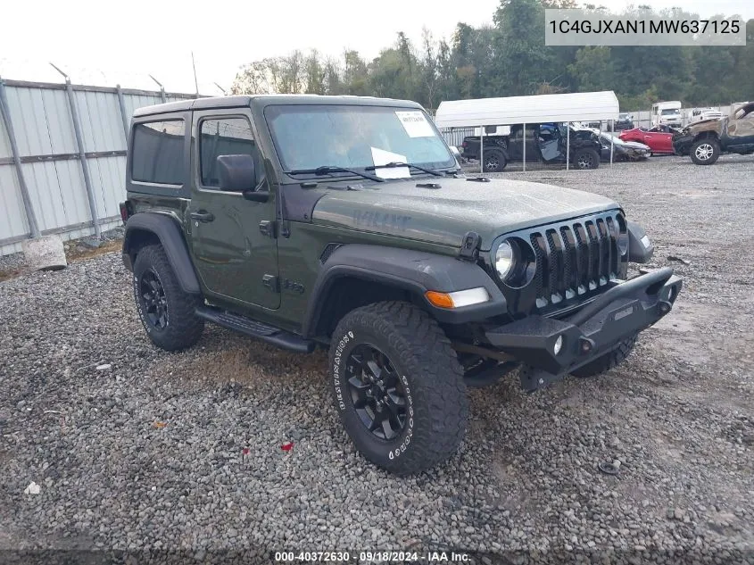 2021 Jeep Wrangler Sport VIN: 1C4GJXAN1MW637125 Lot: 40372630