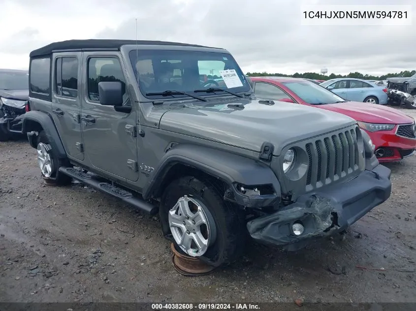 1C4HJXDN5MW594781 2021 Jeep Wrangler Unlimited Sport S 4X4