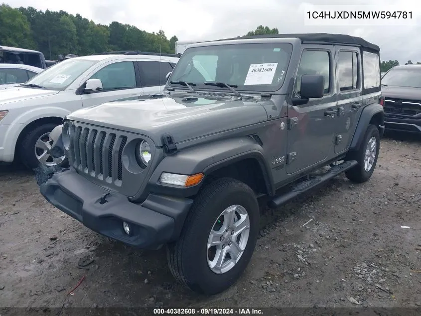 1C4HJXDN5MW594781 2021 Jeep Wrangler Unlimited Sport S 4X4