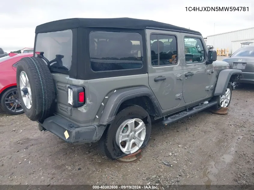 2021 Jeep Wrangler Unlimited Sport S 4X4 VIN: 1C4HJXDN5MW594781 Lot: 40382608