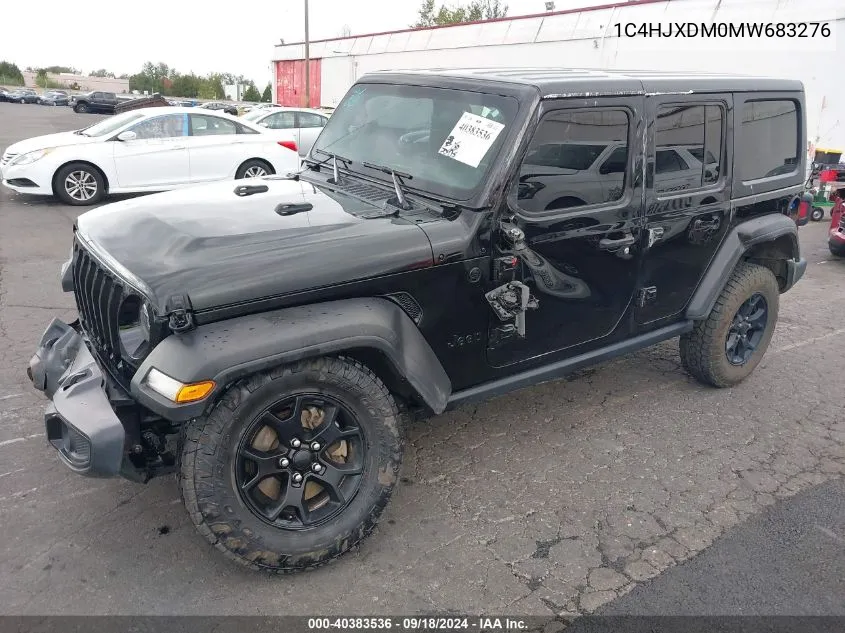 2021 Jeep Wrangler Unlimited Willys 4X4 VIN: 1C4HJXDM0MW683276 Lot: 40383536