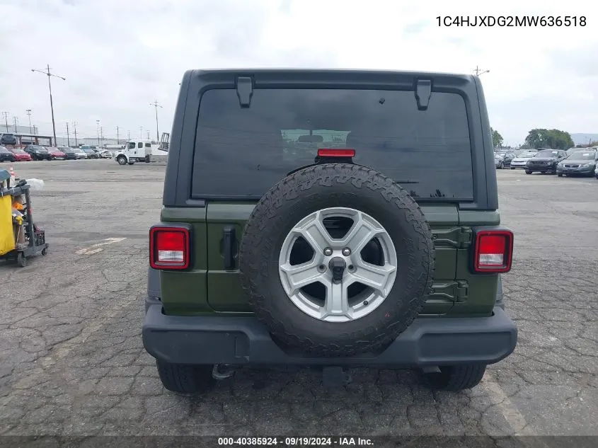 2021 Jeep Wrangler Unlimited Sport S 4X4 VIN: 1C4HJXDG2MW636518 Lot: 40385924