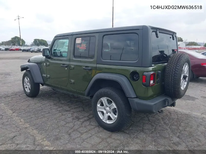 2021 Jeep Wrangler Unlimited Sport S 4X4 VIN: 1C4HJXDG2MW636518 Lot: 40385924