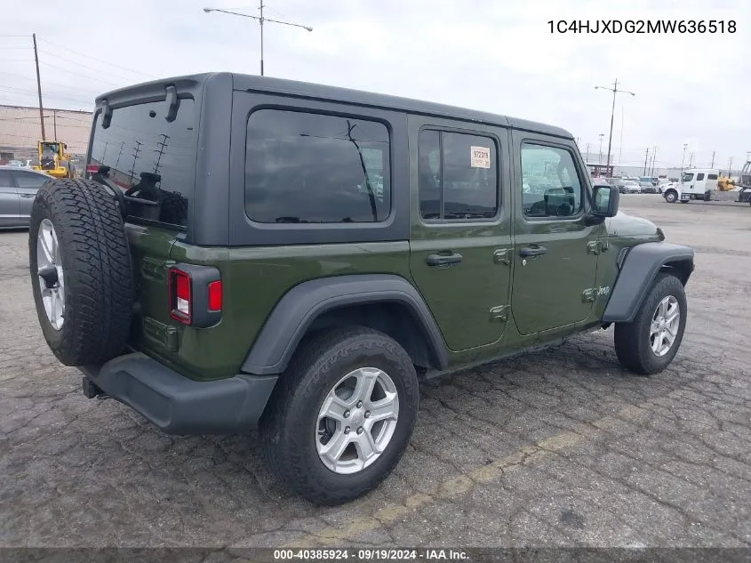 2021 Jeep Wrangler Unlimited Sport S 4X4 VIN: 1C4HJXDG2MW636518 Lot: 40385924