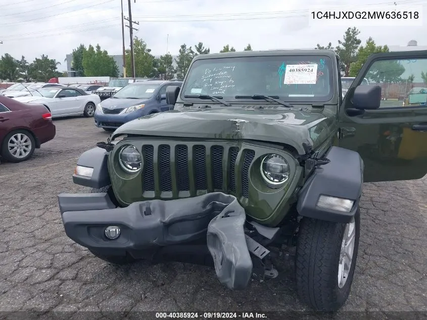 2021 Jeep Wrangler Unlimited Sport S 4X4 VIN: 1C4HJXDG2MW636518 Lot: 40385924