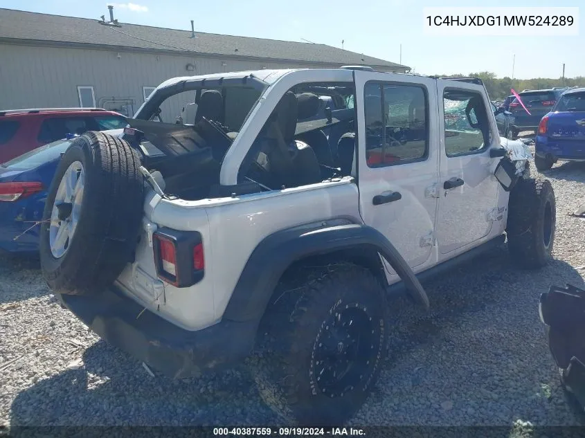 2021 Jeep Wrangler Unlimited Sport S 4X4 VIN: 1C4HJXDG1MW524289 Lot: 40387559