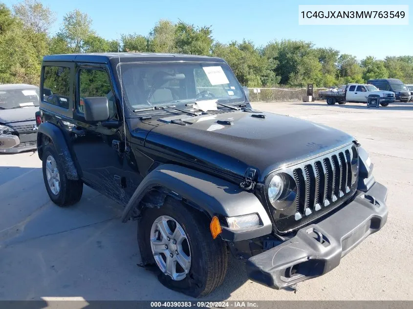 2021 Jeep Wrangler Sport S 4X4 VIN: 1C4GJXAN3MW763549 Lot: 40390383