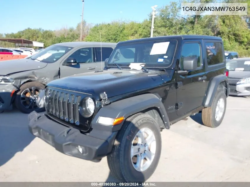 2021 Jeep Wrangler Sport S 4X4 VIN: 1C4GJXAN3MW763549 Lot: 40390383