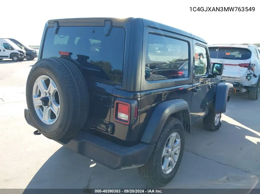 2021 Jeep Wrangler Sport S 4X4 VIN: 1C4GJXAN3MW763549 Lot: 40390383