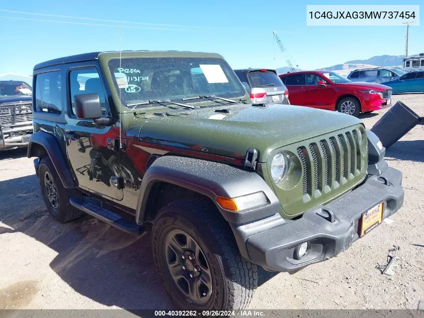 2021 Jeep Wrangler Sport VIN: 1C4GJXAG3MW737454 Lot: 40392262