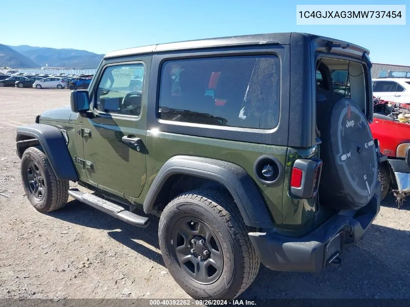 2021 Jeep Wrangler Sport VIN: 1C4GJXAG3MW737454 Lot: 40392262