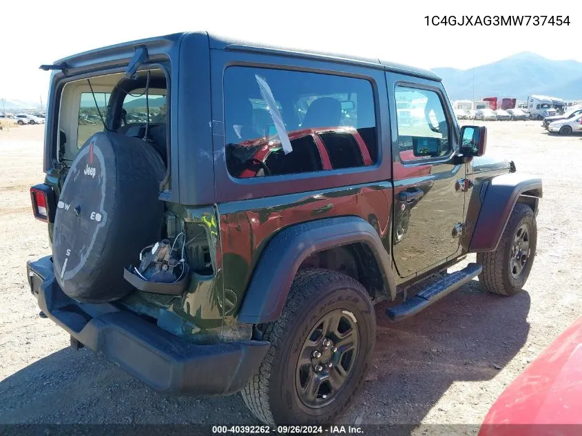 2021 Jeep Wrangler Sport VIN: 1C4GJXAG3MW737454 Lot: 40392262