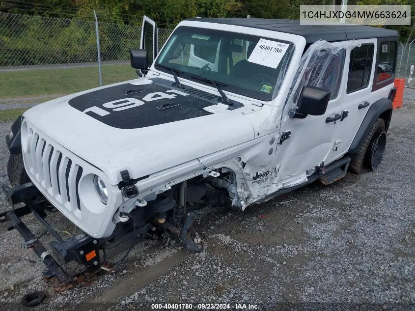 2021 Jeep Wrangler Unlimited Sport 4X4 VIN: 1C4HJXDG4MW663624 Lot: 40401780