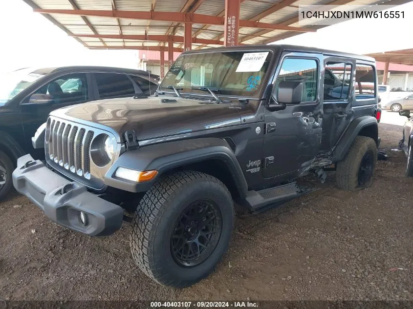 2021 Jeep Wrangler Unlimited Sport S 4X4 VIN: 1C4HJXDN1MW616551 Lot: 40403107