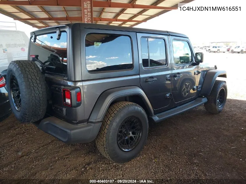 2021 Jeep Wrangler Unlimited Sport S 4X4 VIN: 1C4HJXDN1MW616551 Lot: 40403107