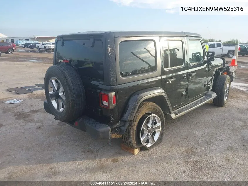 2021 Jeep Wrangler Unlimited Sahara VIN: 1C4HJXEN9MW525316 Lot: 40411151