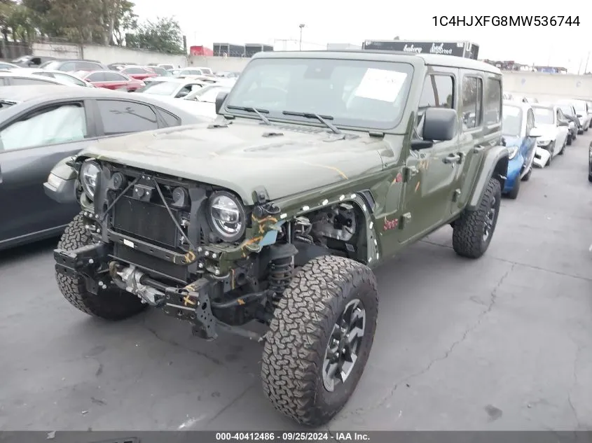 2021 Jeep Wrangler Unlimited Rubicon 4X4 VIN: 1C4HJXFG8MW536744 Lot: 40412486