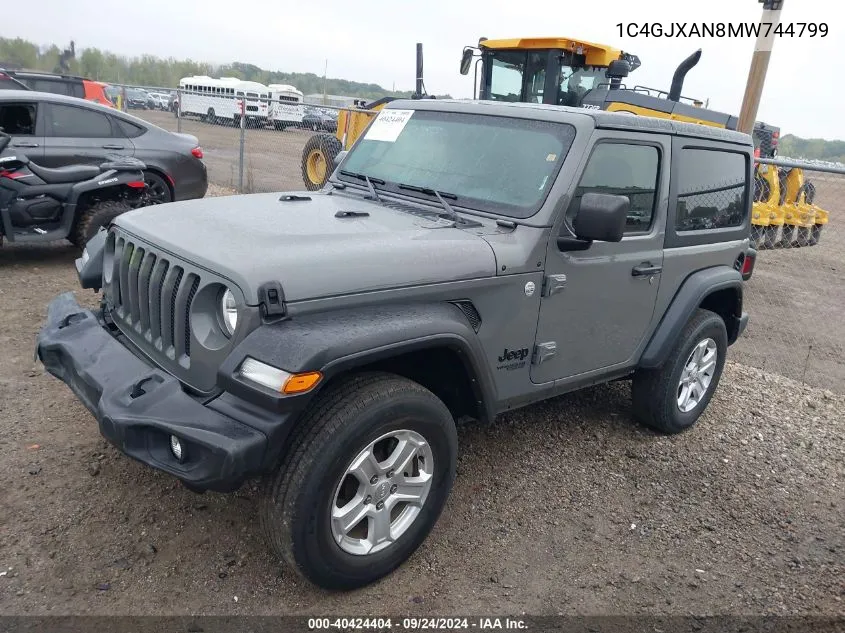 1C4GJXAN8MW744799 2021 Jeep Wrangler Sport