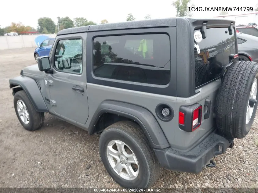 1C4GJXAN8MW744799 2021 Jeep Wrangler Sport