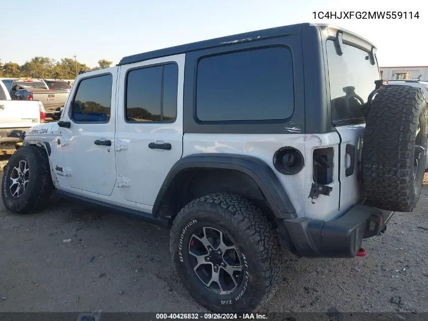 2021 Jeep Wrangler Unlimited Rubicon VIN: 1C4HJXFG2MW559114 Lot: 40426832