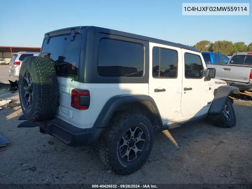 2021 Jeep Wrangler Unlimited Rubicon VIN: 1C4HJXFG2MW559114 Lot: 40426832