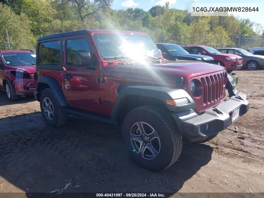 2021 Jeep Wrangler Sport S 4X4 VIN: 1C4GJXAG3MW828644 Lot: 40431097