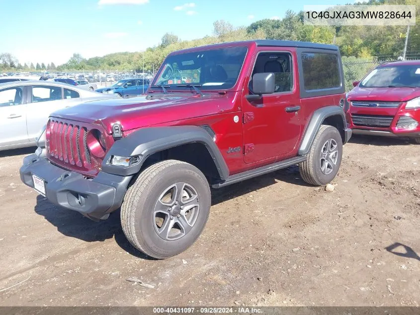 2021 Jeep Wrangler Sport S 4X4 VIN: 1C4GJXAG3MW828644 Lot: 40431097