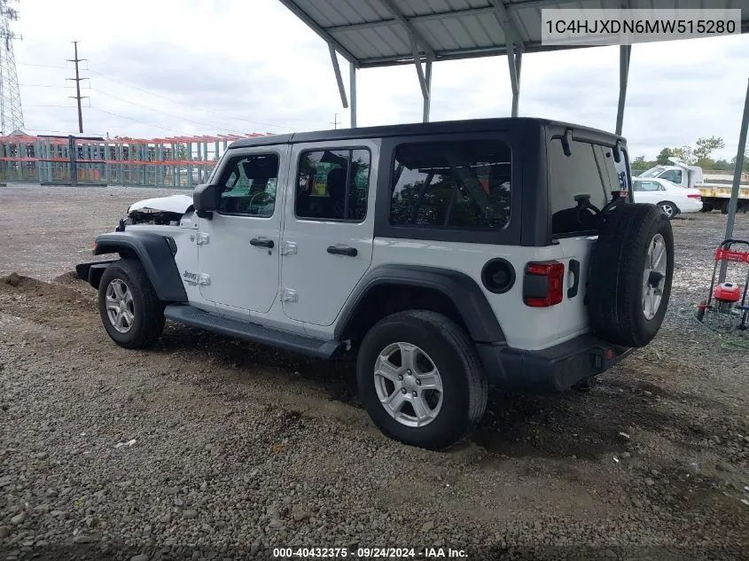 1C4HJXDN6MW515280 2021 Jeep Wrangler Unlimited Sport S 4X4