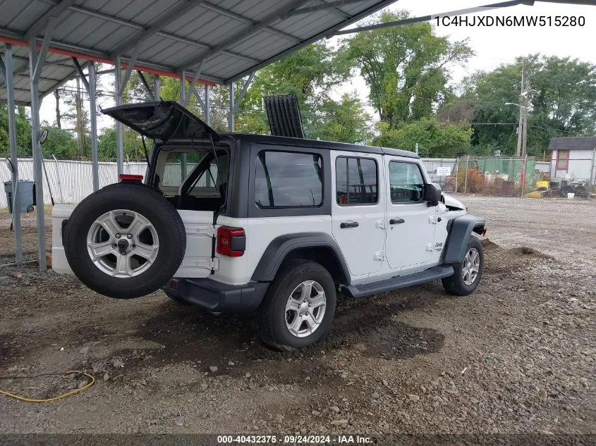 1C4HJXDN6MW515280 2021 Jeep Wrangler Unlimited Sport S 4X4