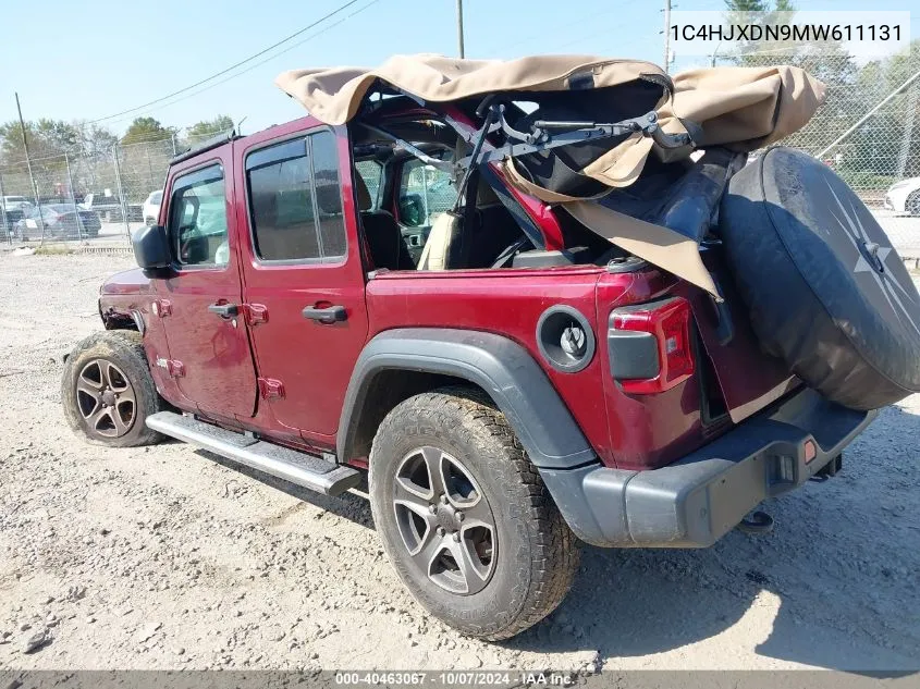 2021 Jeep Wrangler Unlimited Sport S 4X4 VIN: 1C4HJXDN9MW611131 Lot: 40463067