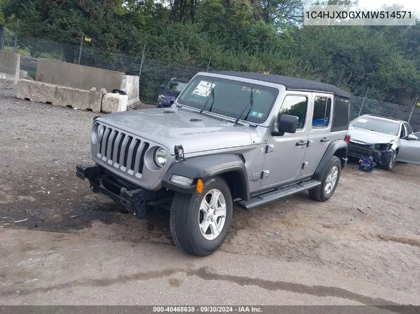 2021 Jeep Wrangler Unlimited Sport S 4X4 VIN: 1C4HJXDGXMW514571 Lot: 40468638