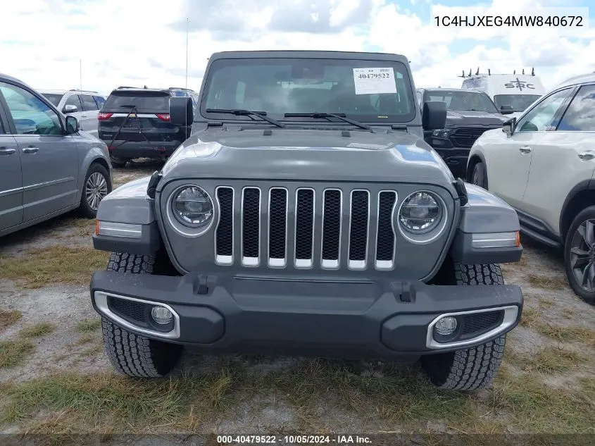 2021 Jeep Wrangler Unlimited Sahara VIN: 1C4HJXEG4MW840672 Lot: 40479522