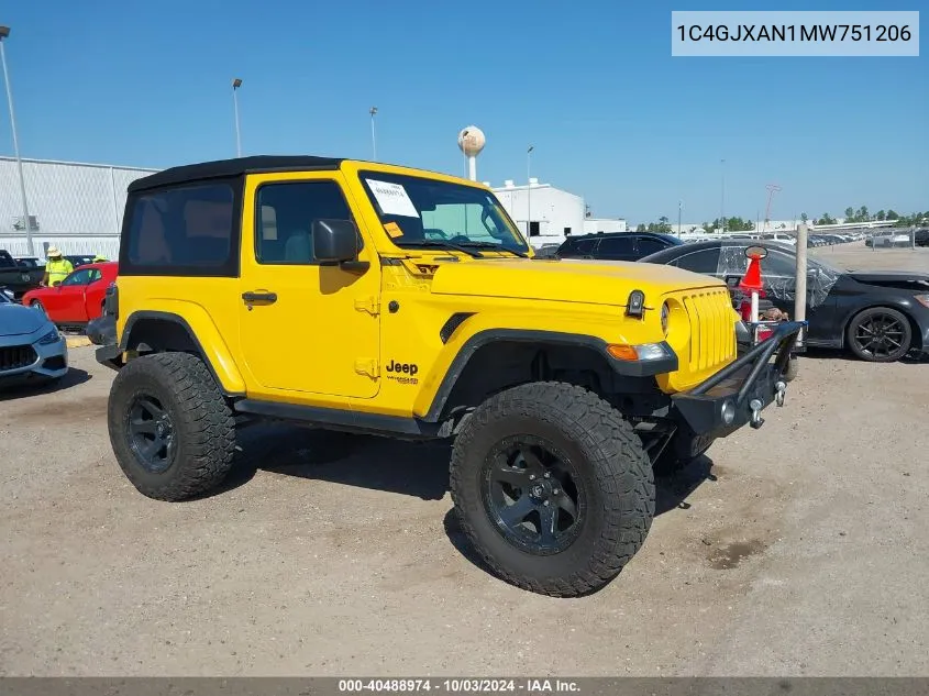 1C4GJXAN1MW751206 2021 Jeep Wrangler Sport S 4X4