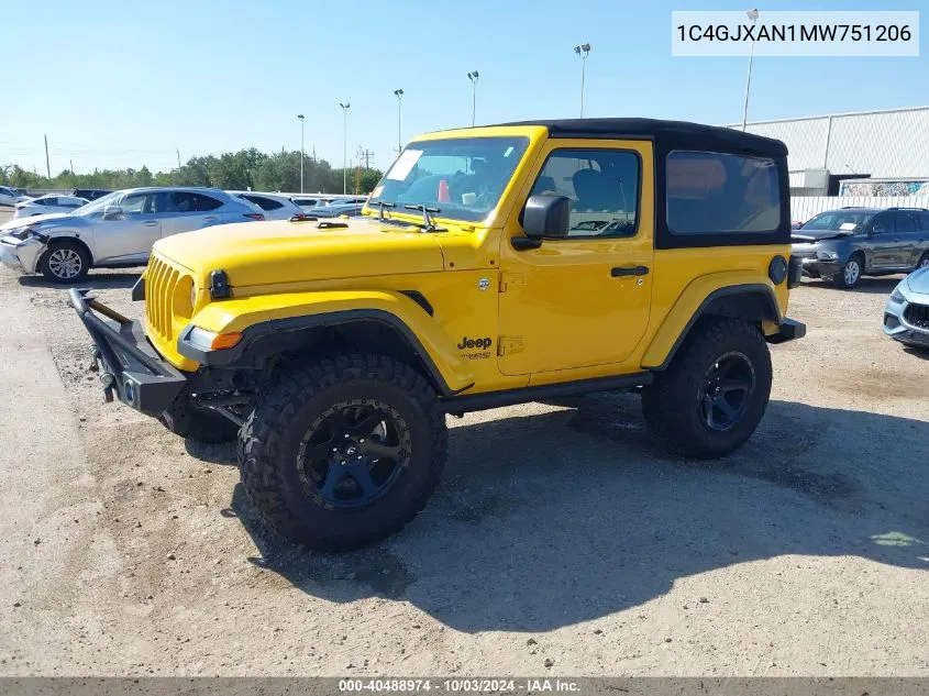 2021 Jeep Wrangler Sport S 4X4 VIN: 1C4GJXAN1MW751206 Lot: 40488974