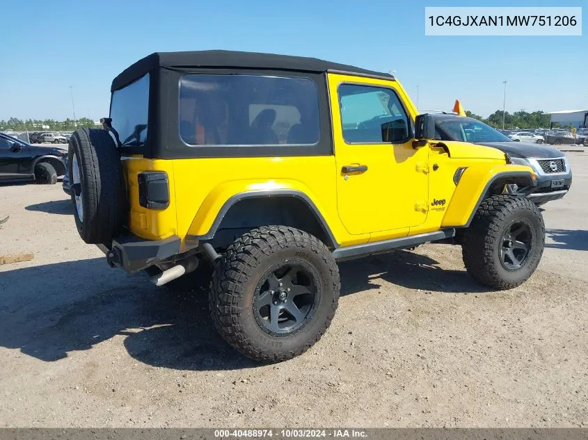 2021 Jeep Wrangler Sport S 4X4 VIN: 1C4GJXAN1MW751206 Lot: 40488974