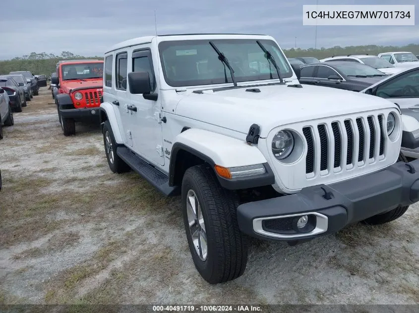 2021 Jeep Wrangler Unlimited Sahara VIN: 1C4HJXEG7MW701734 Lot: 40491719