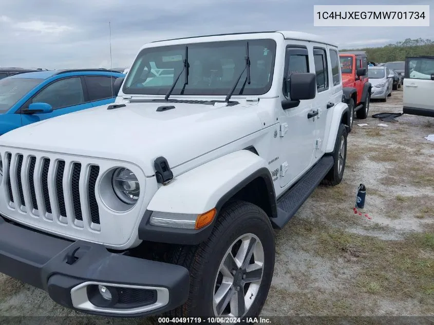 2021 Jeep Wrangler Unlimited Sahara VIN: 1C4HJXEG7MW701734 Lot: 40491719