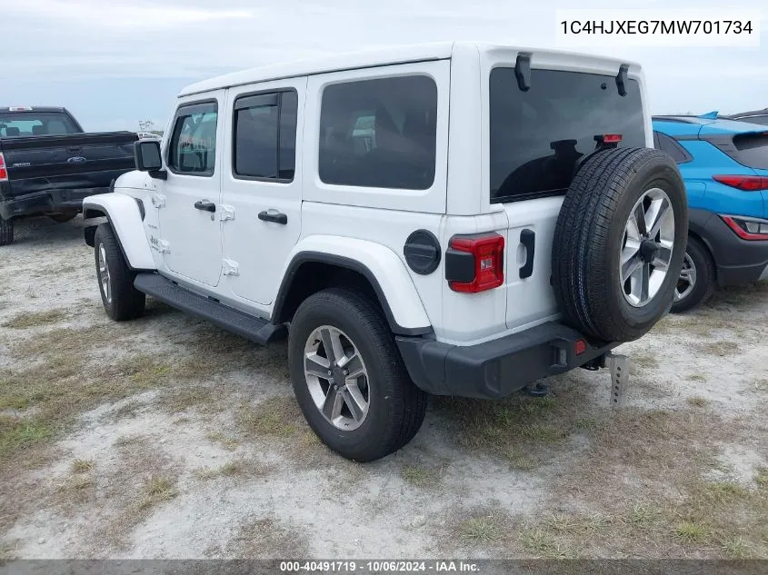 2021 Jeep Wrangler Unlimited Sahara VIN: 1C4HJXEG7MW701734 Lot: 40491719