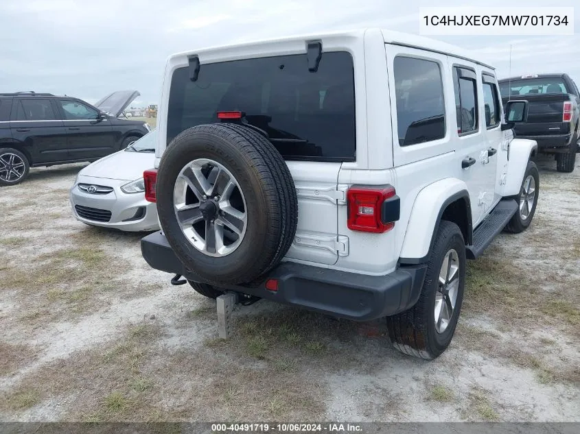 2021 Jeep Wrangler Unlimited Sahara VIN: 1C4HJXEG7MW701734 Lot: 40491719