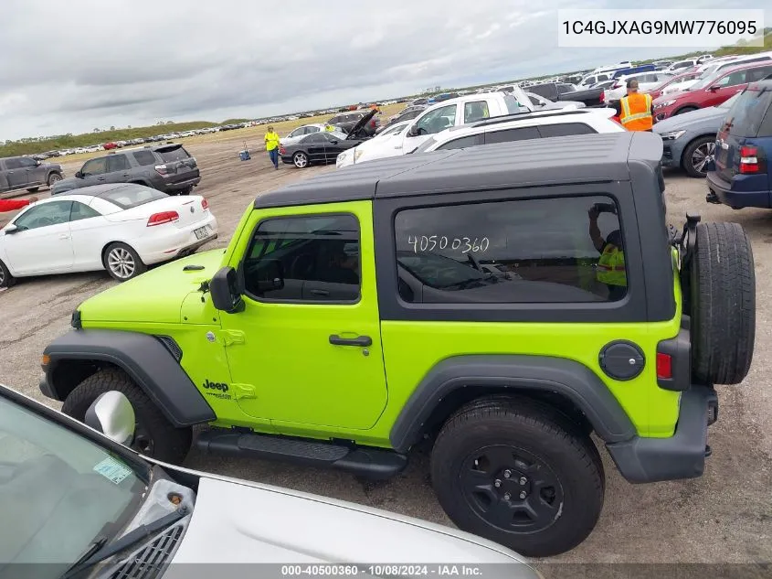 2021 Jeep Wrangler Sport 4X4 VIN: 1C4GJXAG9MW776095 Lot: 40500360