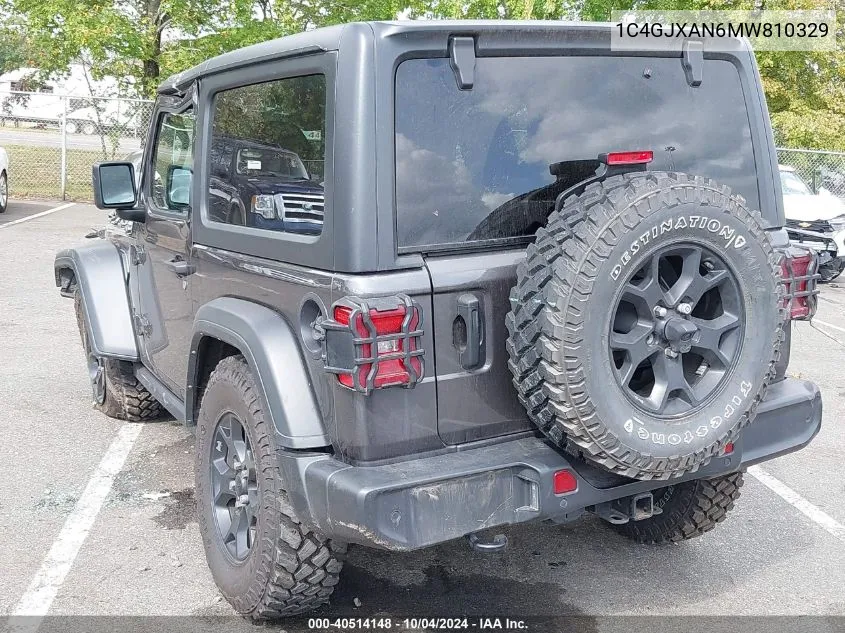 2021 Jeep Wrangler Willys 4X4 VIN: 1C4GJXAN6MW810329 Lot: 40514148