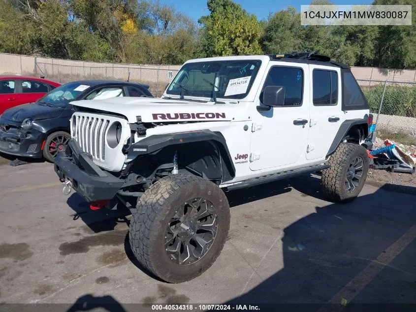 2021 Jeep Wrangler Unlimited Rubicon 4X4 VIN: 1C4JJXFM1MW830087 Lot: 40534318