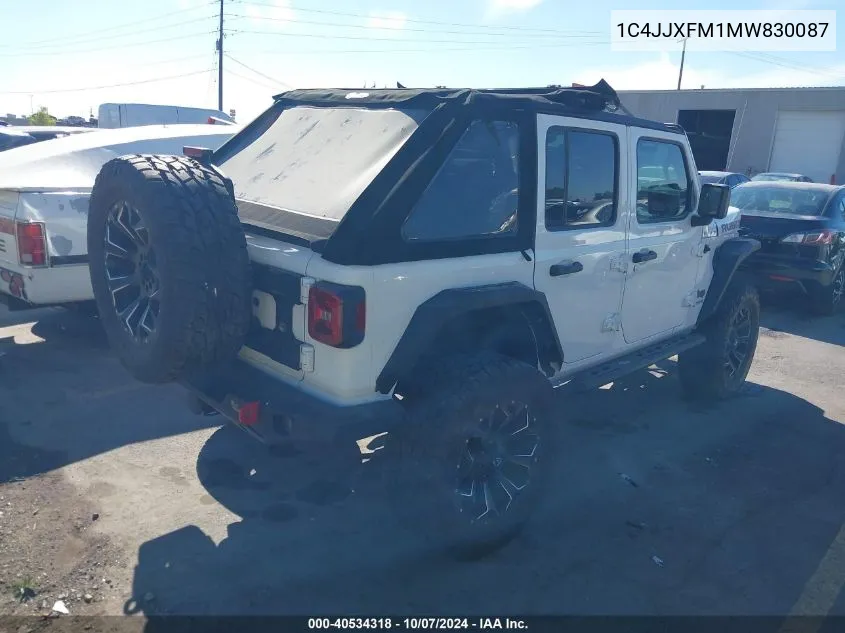 2021 Jeep Wrangler Unlimited Rubicon 4X4 VIN: 1C4JJXFM1MW830087 Lot: 40534318