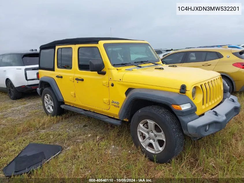 2021 Jeep Wrangler Unlimited Sport VIN: 1C4HJXDN3MW532201 Lot: 40540110