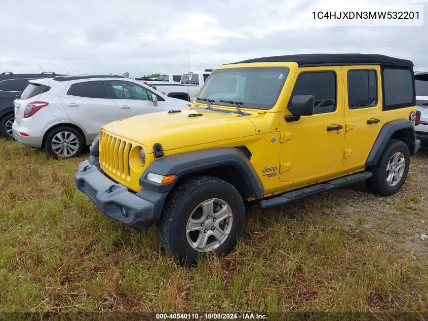 2021 Jeep Wrangler Unlimited Sport VIN: 1C4HJXDN3MW532201 Lot: 40540110